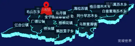 echarts赤峰市翁牛特旗geoJson地图3d地图自定义图标